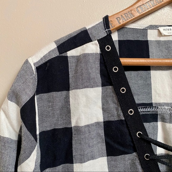 Miss Love black and white buffalo plaid shirt - Picture 3 of 8